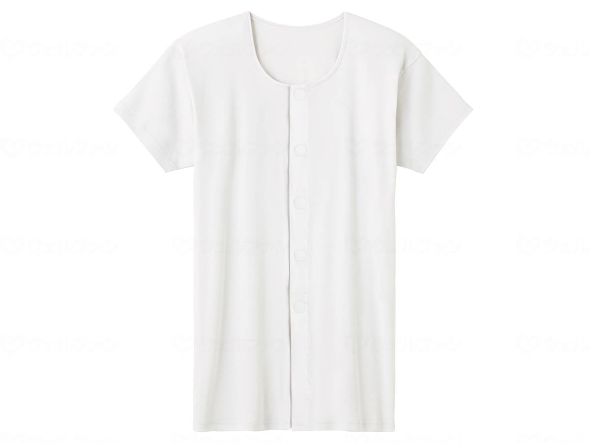 Gunze Men's Short Sleeve One-touch Shirt, White, LL