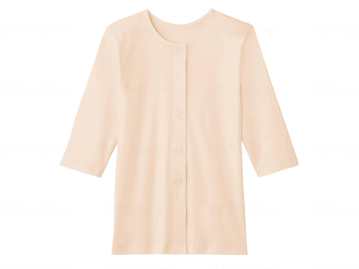 Gunze Women's 3/4 Sleeve One-touch Innerwear, Calm Beige, M