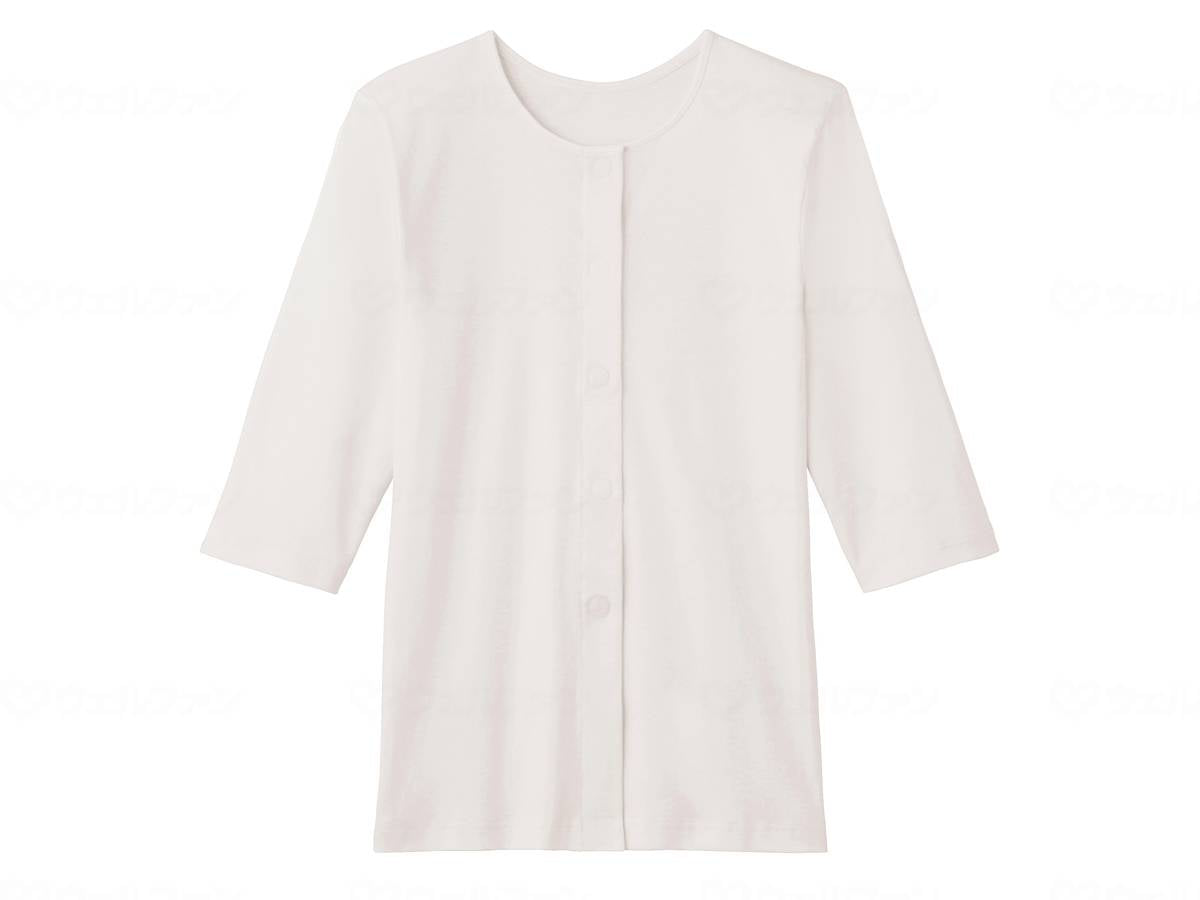 Gunze Women's 3/4 Sleeve One-touch Innerwear, White, LL