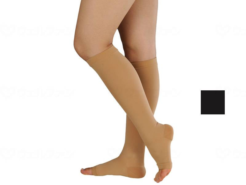 アルケアアンシルク・3ハイソックス(つま先なし) ブラック LL