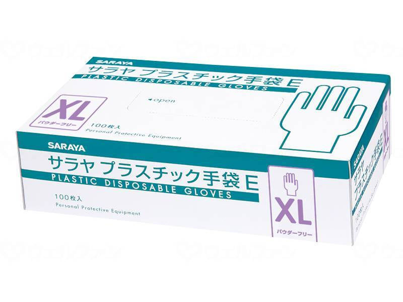 Saraya Saraya Plastic Gloves E (Powder-free) 100 pieces per box, XL