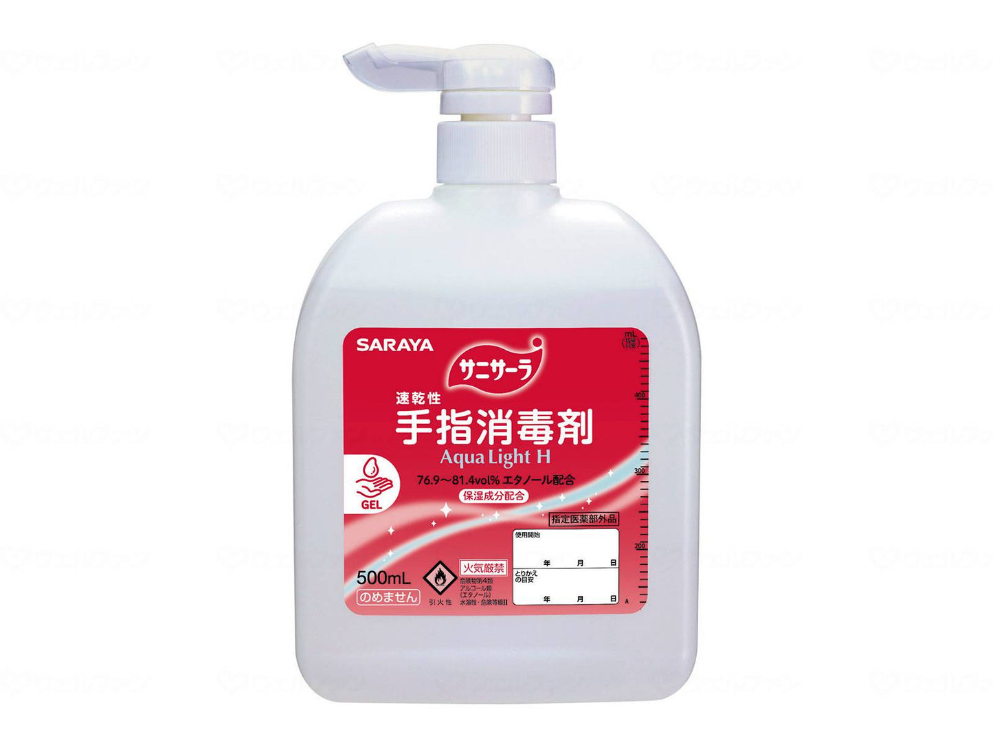 サラヤ速乾性手指消毒剤 サニサーラAqua Light H ケース 500ml扁平ポンプ付