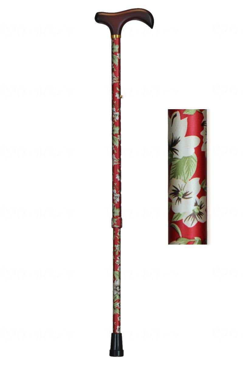 Segawa Shoten Aluminum Flower Pattern Telescopic Cane Red