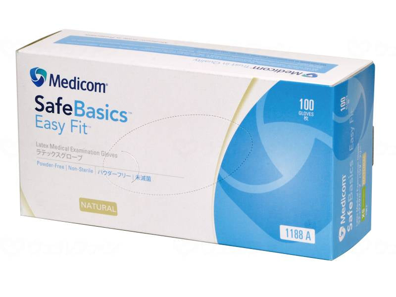 Medicom Japan Safe Basic Latex Gloves Easy Fit Case S