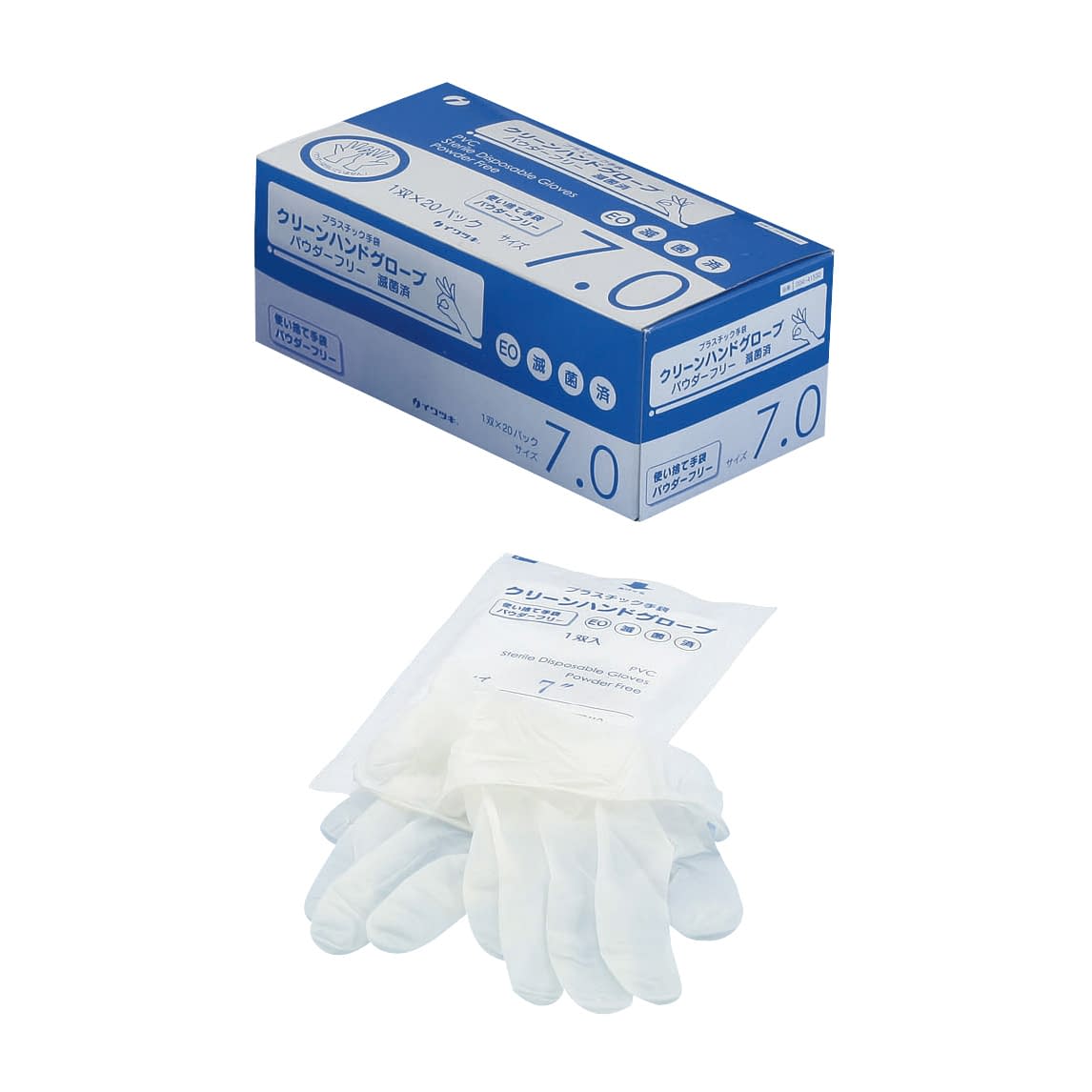 Clean Hand Gloves (Sterile) PF PVC Gloves 23-3760-04 IWATSUKI 41532(7.0)20 Souiri