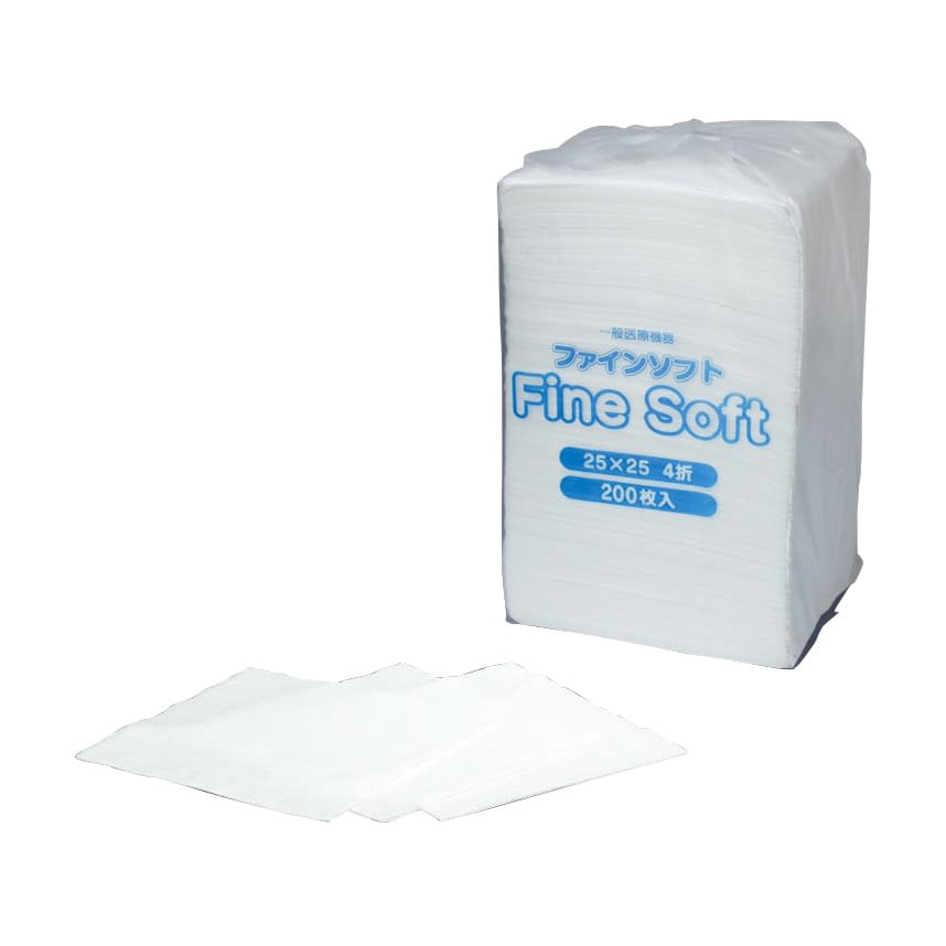ファインソフト(25×25)4ツ折 医療用ガーゼ 24-9067-00 ファイン 545010120(200マイイリ)