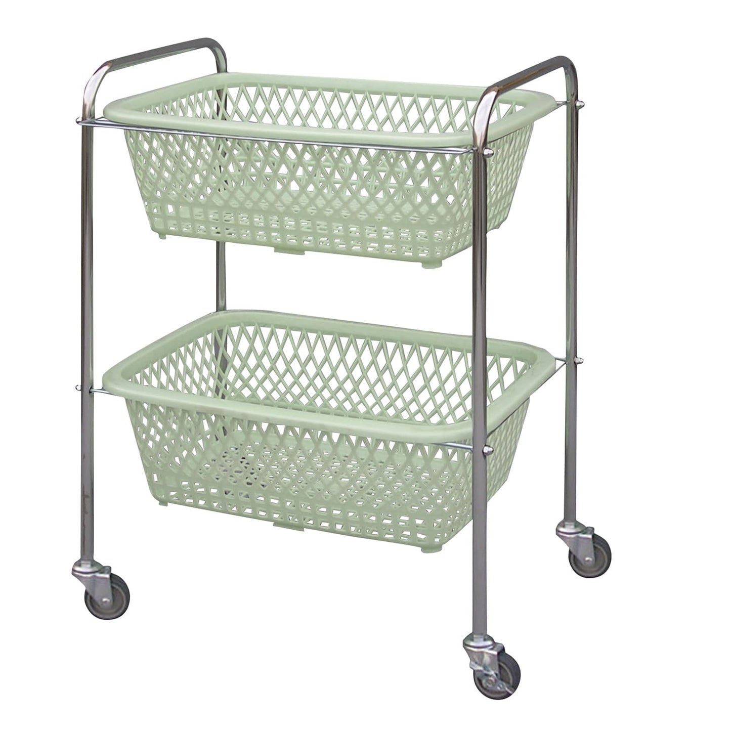 脱衣カゴ(2段・キャスター付) キャスター付 衣類カゴ 02-2580-01 三和化研工業 W500XD340XH670MM