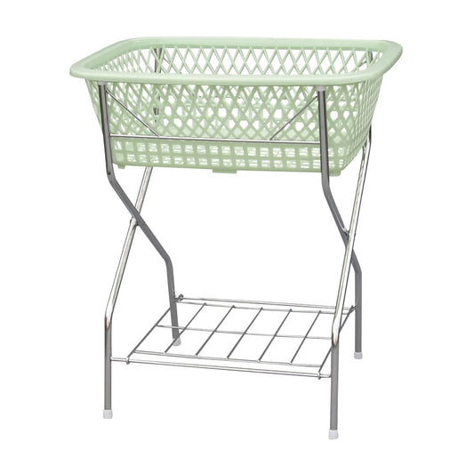 탈의 바구니(1단・선반 첨부) 고무 발 첨부 의류 바구니 02-2570-00 산와화 연공업 W500XD360XH570MM