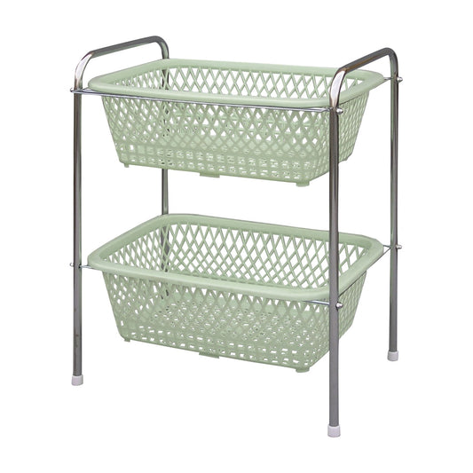 탈의 바구니(2단·고무 발 첨부) 고무 발 첨부 의류 바구니 02-2580-00 산와화 연공업 W500XD340XH600MM