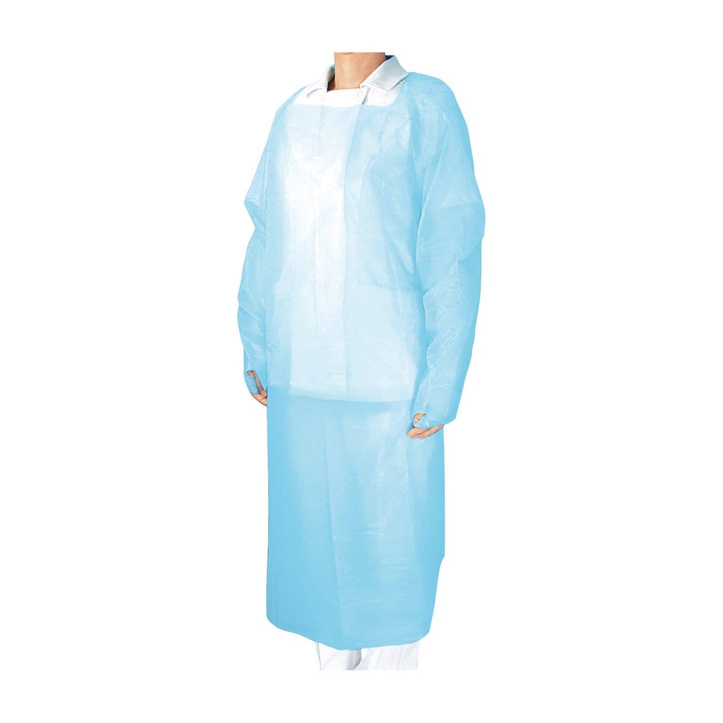 Plastic gown with hook Polyethylene gown 25-6905-00 Saraya 51109 (Blue) 15 pieces