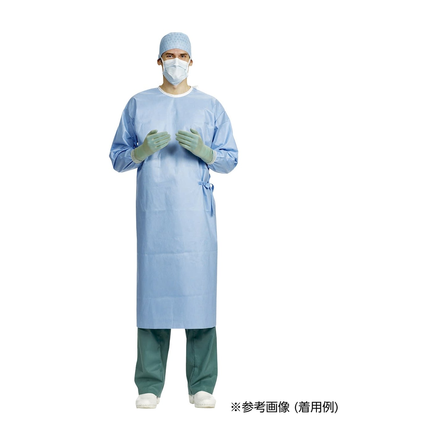 サージカルガウン(ブルーライン)M 手術衣 24-5432-00 バリアー 99000514(50マイ)マスクツキ