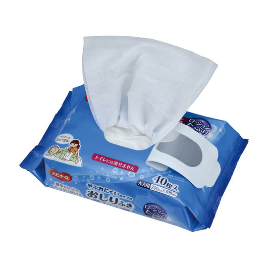 やぶれにくいタイプのおしりふき(大判 ふき取りシート 24-6673-00 ハビナース 1005635(40マイ)