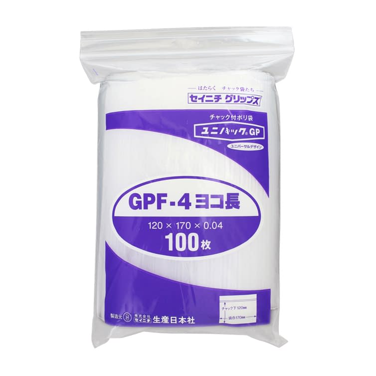 Horizontal Unipack GP Ziplock Plastic Bag 24-8110-03 SEINICHI F-4 (100 bags)