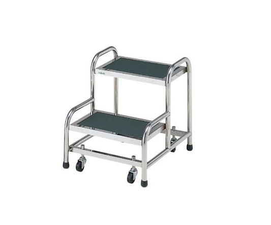 Caster-equipped step stool, 2 steps, 1 unit