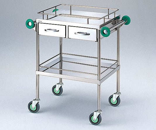 とっても静かな回診車(引出2個付き) (2段) 600(790)×450×850mm　TSB-600 1台