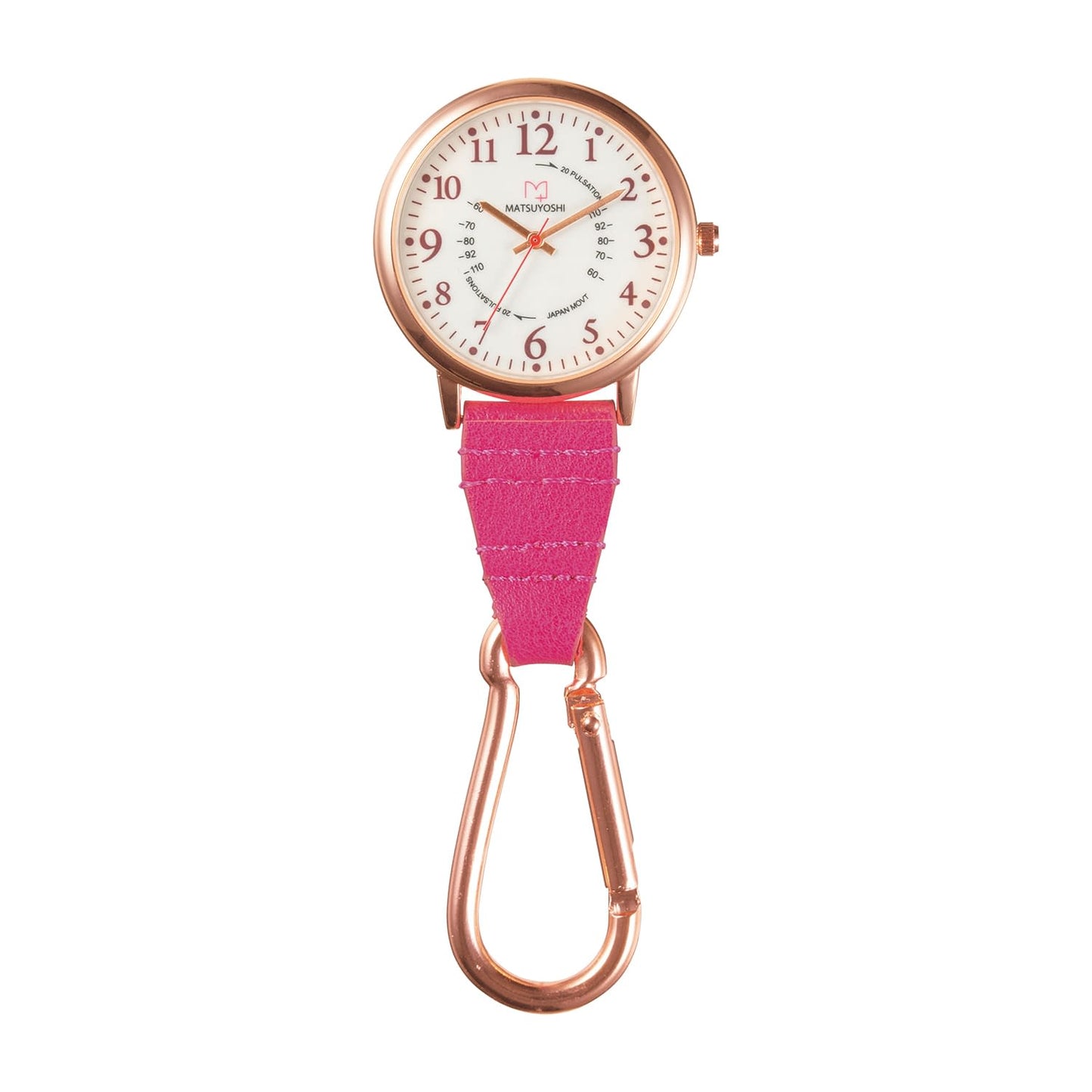 Matsuyoshi Narrow Watch φ38 Carabiner Pocket Watch 25-4010-02 MATSUYOSHI MY-NS0441PI (Pink)