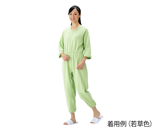 介護寝巻 （つなぎタイプ） 若草色／M 1枚