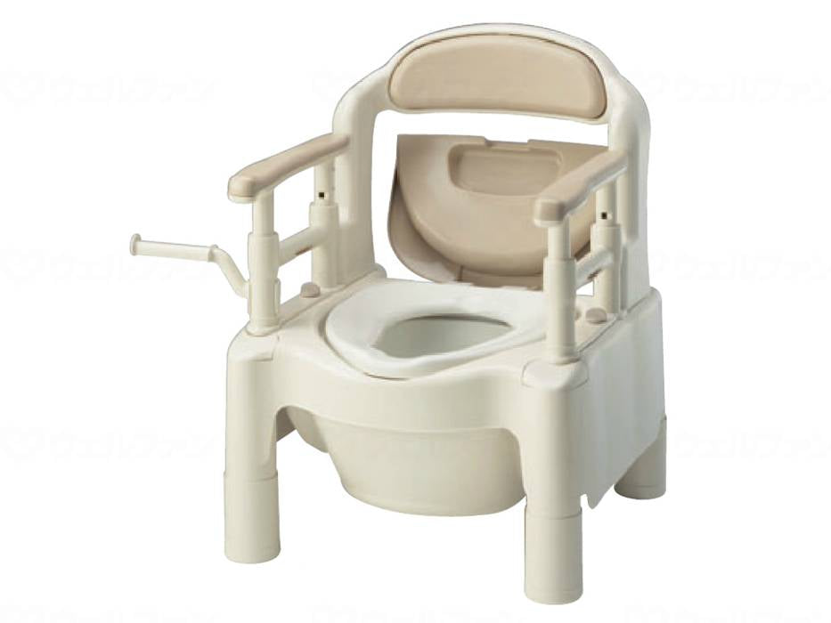 Aronkasei FX-CP Standard Toilet Seat with Casters, Beige