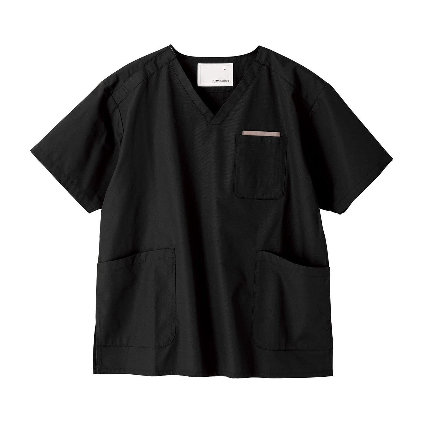 Matsuyoshi Scrub Tops Examination Clothes 25-6500-0205 LL Matsuyoshi MY-NS0820BK (Black)