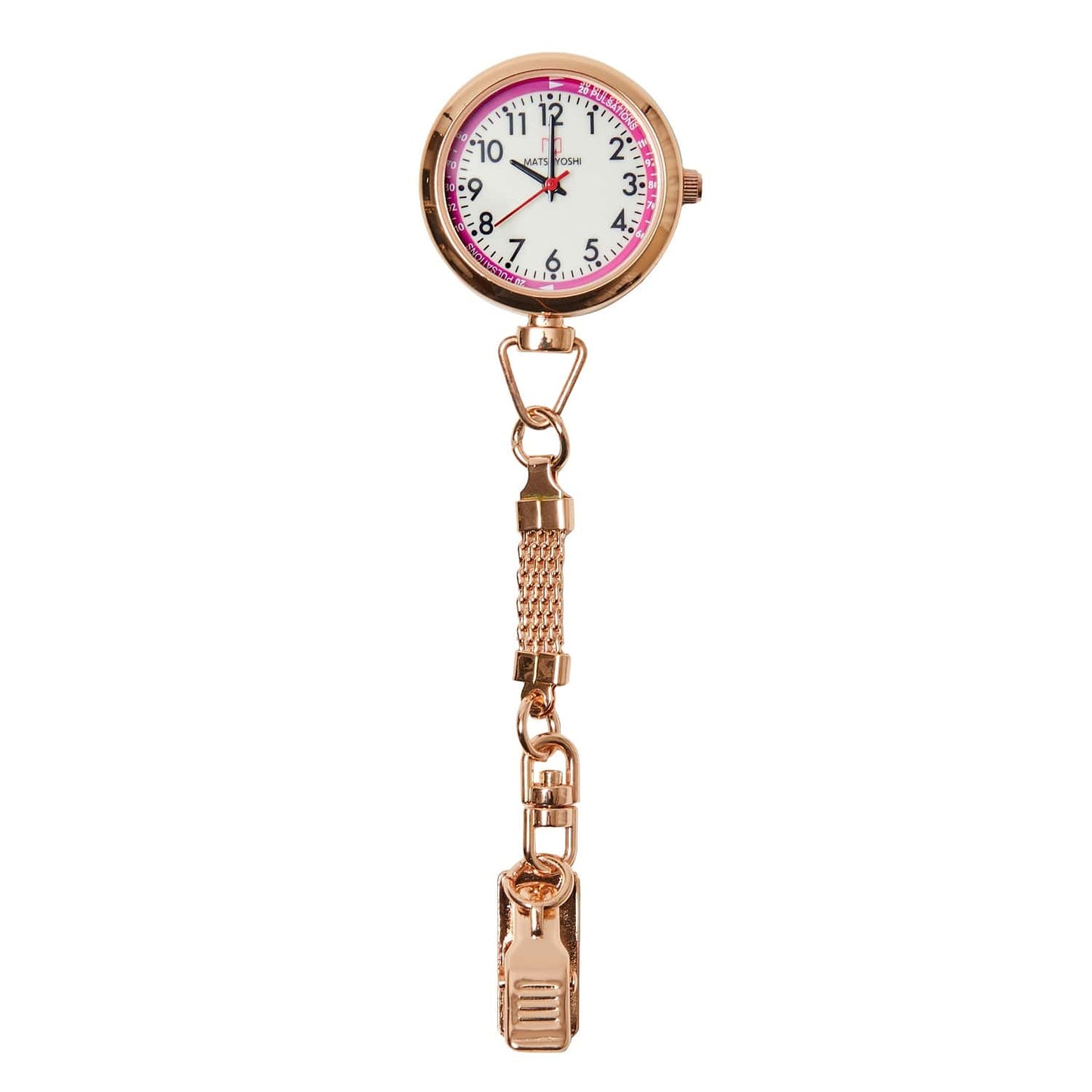 マツヨシナースウォッチφ30クリップ 懐中時計 25-4009-06 MATSUYOSHI MY-NS0440PGP(ラズベリー)