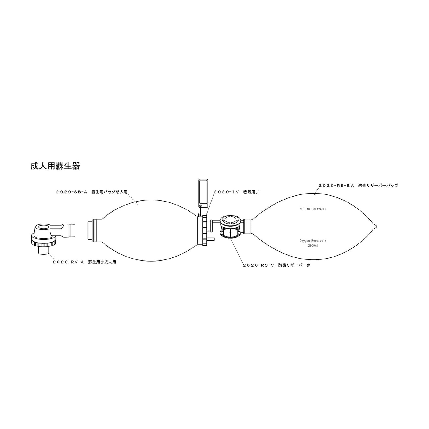 シリコンレサシテーター(成人用蘇生器 人工蘇生器 11-2517-02 ブルークロス ABW-01(ホワイト･ベーシック)