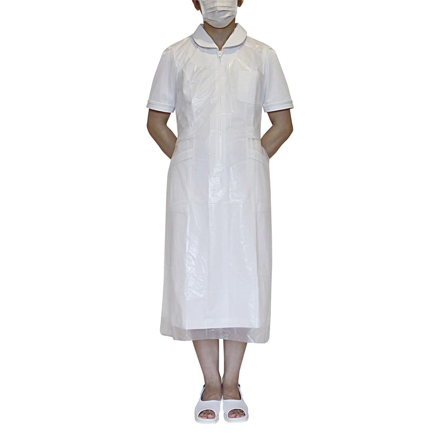 PE 앞치마 N (소매 없음) 디스포 앞치마 23-7478-00 퍼스트 레이트 FR-834 (화이트) 50 마이이리