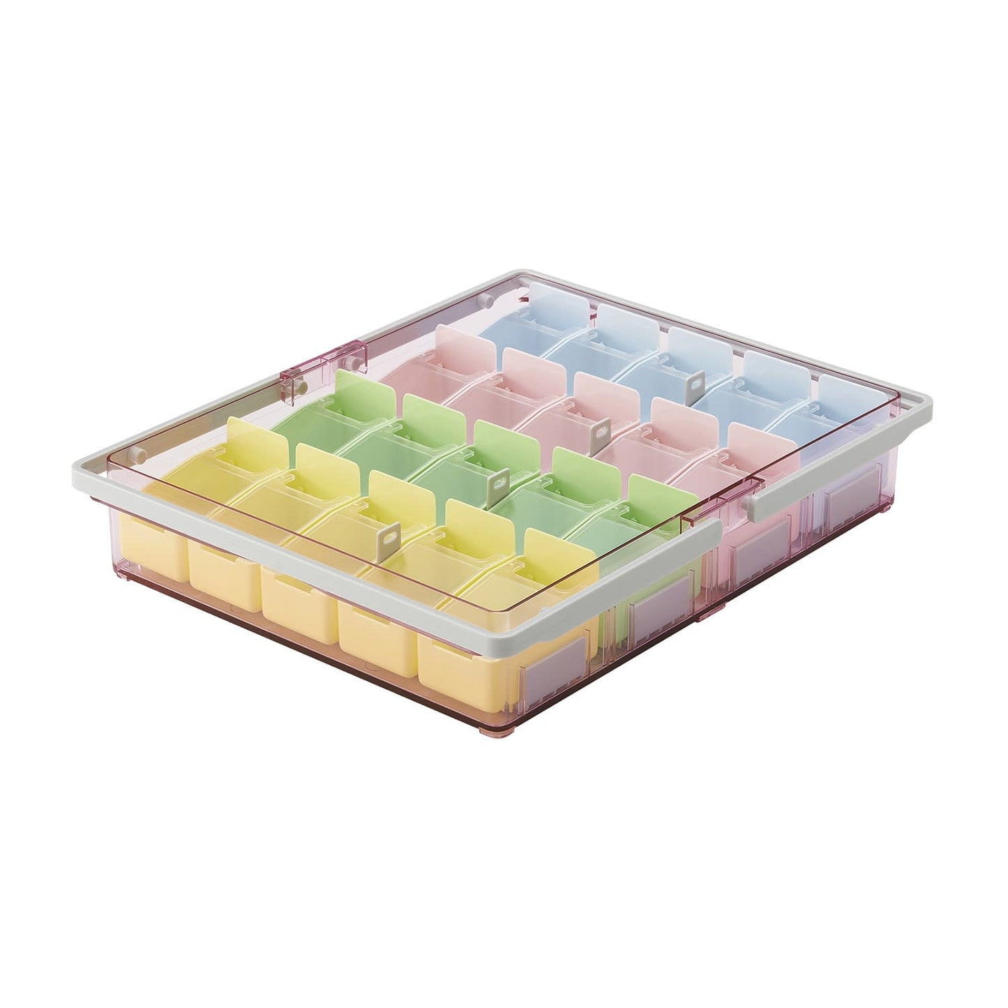 Medication box (for 20 people) Koma/Large type, for 20 people, powdered medicine tray, 23-6690-01, Yamazaki Sangyo, main body: pink