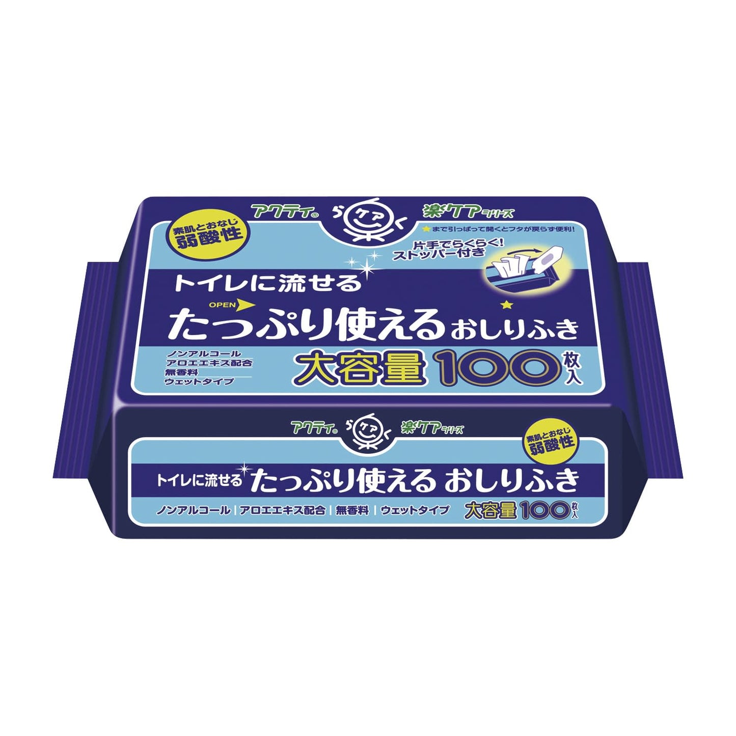 アクティトイレに流せるおしりふき 清拭タオル 24-2412-00 アクティ 80623(100マイイリ)