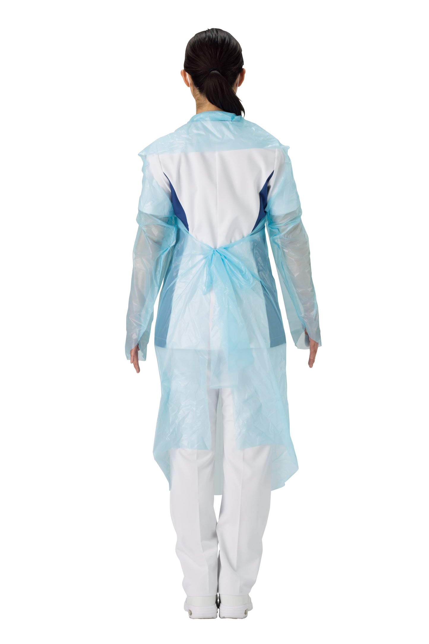 マツヨシPEエプロン袖付(ブルー) エプロン(ポリエチレン) 24-7881-00 マツヨシ MY-7660(50マイイリ)