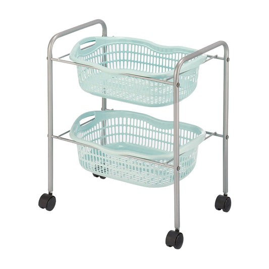 마츠요시 SN 탈의 바구니 (2 단) 의류 바구니 24-4501-03 MATSUYOSHI SN-BK03MB (민트 블루)