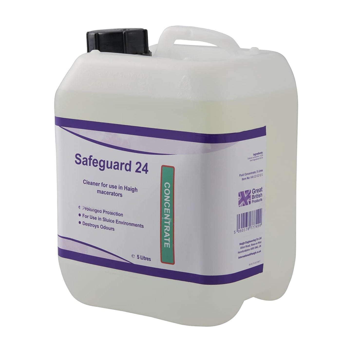 세이프 가드 24 (마셀레이터 세정제 분쇄기 (오물 처리) 24-8668-00 HAIGH HAI-02-05-5-2 (5L)