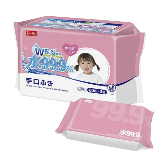 99.9 Hand and Mouth Wipes 80 Sheets x 3 Hand and Mouth Wipes Wet Sheets 25-3249-01 LEC E00871 (80 sheets x 3 pieces)