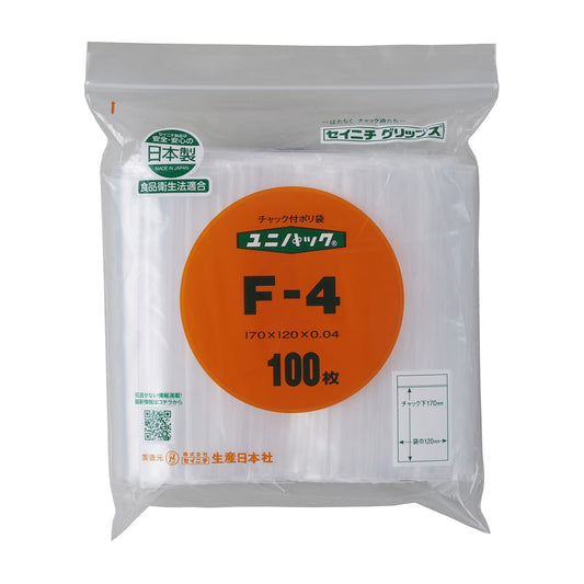 유니팩 척 포함 폴리 가방 25-3693-05 세이니치 F-4 (170X120MM) 100 마이