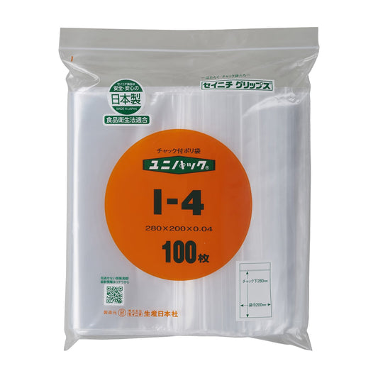 유니팩 척 포함 폴리 가방 25-3693-08 세이니치 I-4 (280X200MM) 100 마이