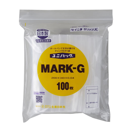 유니팩 마크 (척 포함) G 척 부착 폴리 봉투 25-3694-06 세이니치 MARK-G (200X140) 100