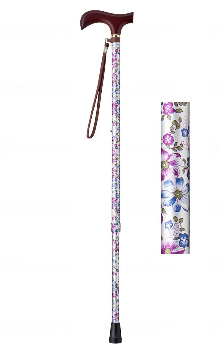 Wellfun Dream Life Stick, Retractable Handle Cane (Slim Type), Silver Flower, Gift Box Included