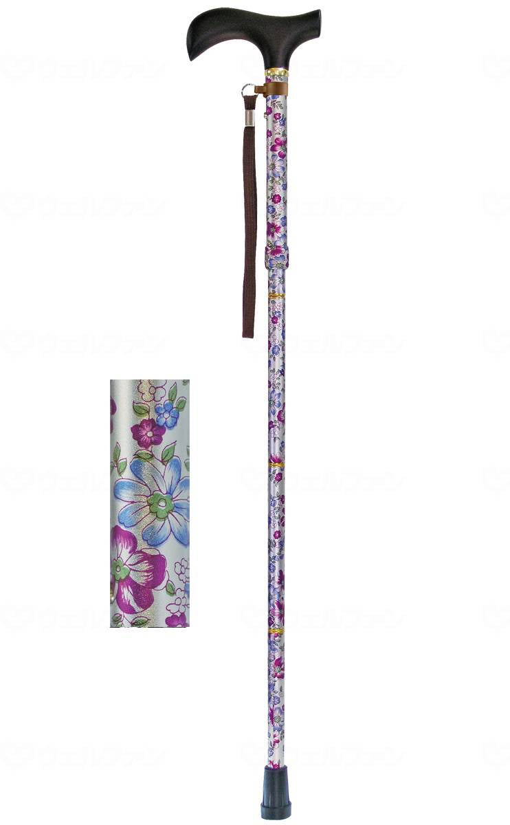 Wellfun Dream Life Walking Stick, Folding and Telescopic Handle Cane, Silver Flower, Gift Box Included