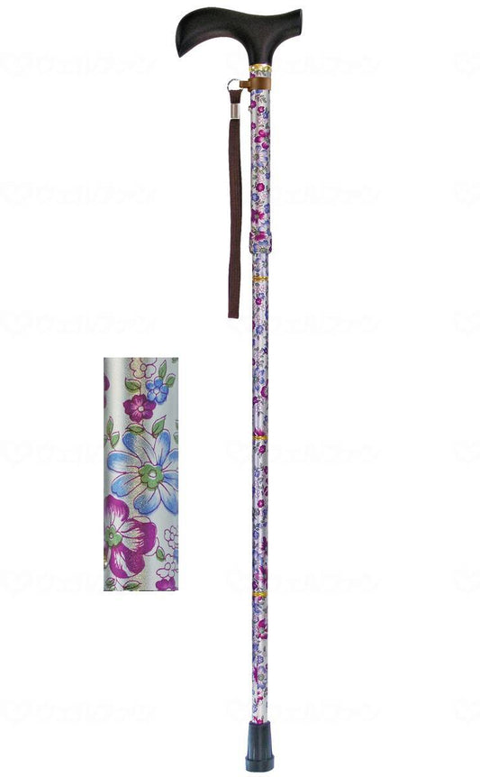 Wellfun Dream Life Walking Stick Folding and Extendable Handle Cane, Silver Flower