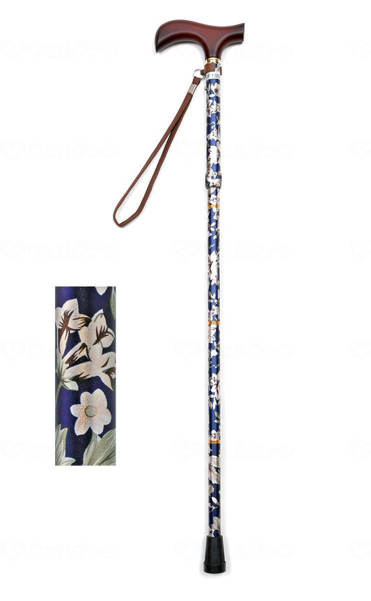 Wellfun Dream Life Walking Stick Folding and Extendable Handle Cane, Floral Navy
