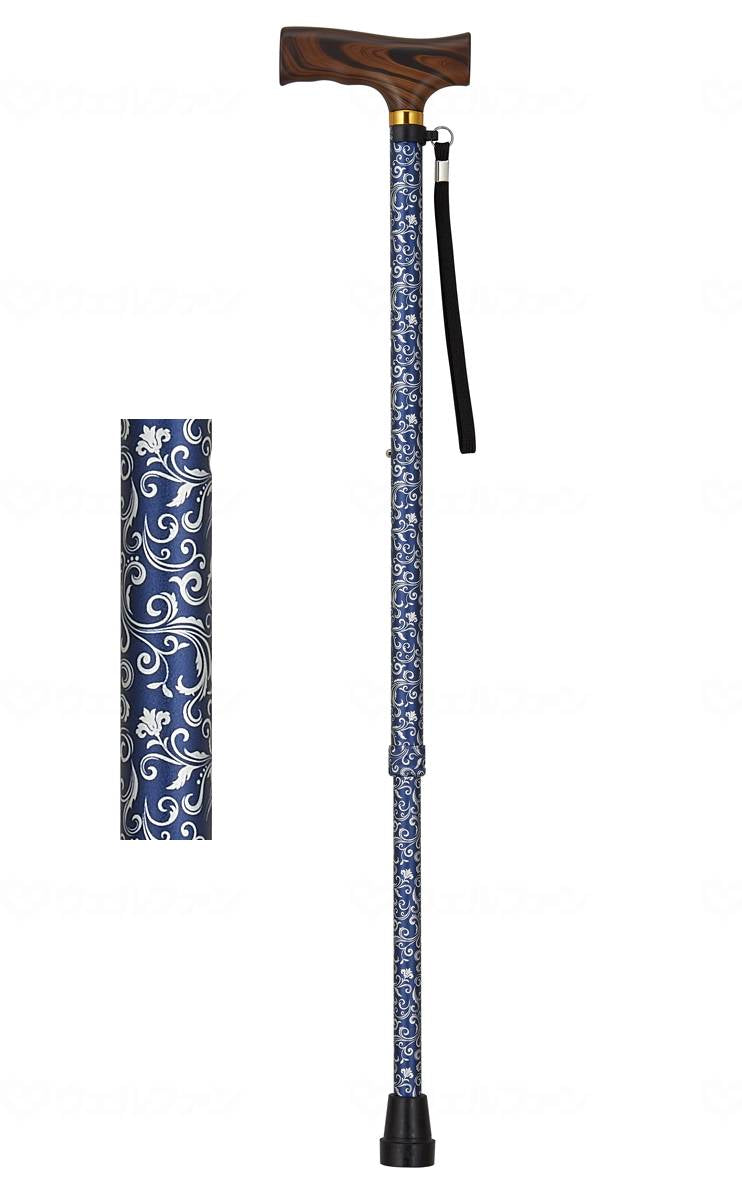 Wellfun Dream Life Walking Stick, Telescopic Handle (Basic Type), Arabesque Blue