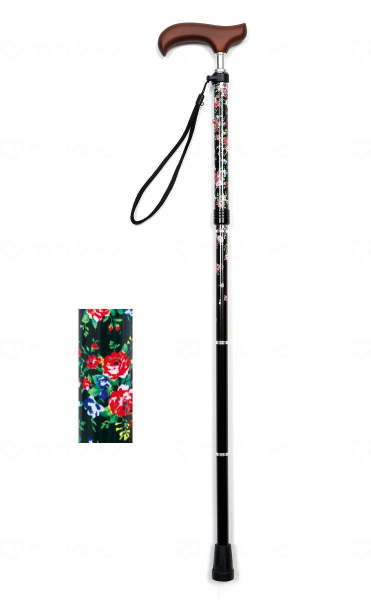 Wellfun Dream Life Stick Slim Neck Folding Slim Type (Pattern) Black Floral Gift Box Specification