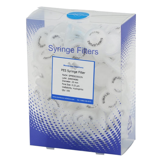 Syringe filter (hydrophilic) PES φ25mm/φ0.22μm 1 box (100 pieces) PES025022 1 box (100 pieces)