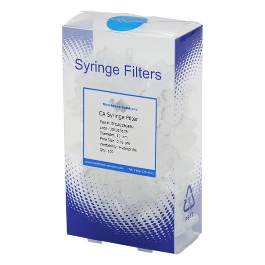 Syringe filter (hydrophilic) CA φ13mm/φ0.45μm 1 box (100 pieces) CA013045 1 box (100 pieces)