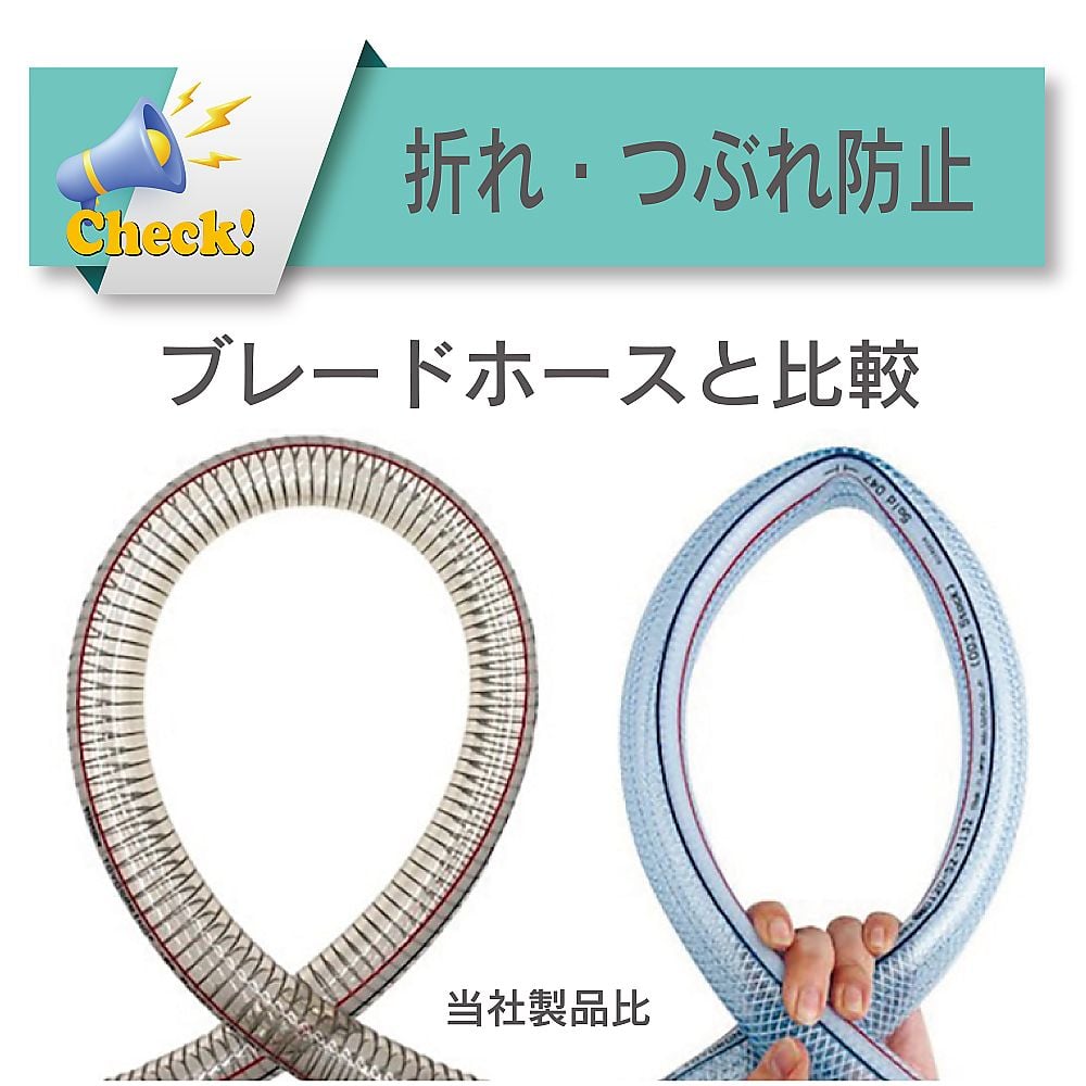 水・油・薬品・エアー用耐圧ホース（工場設備・機械配管用）　トヨスプリングホース　内径38mm×外径48mm　長さ1m　TS-38-1 1本