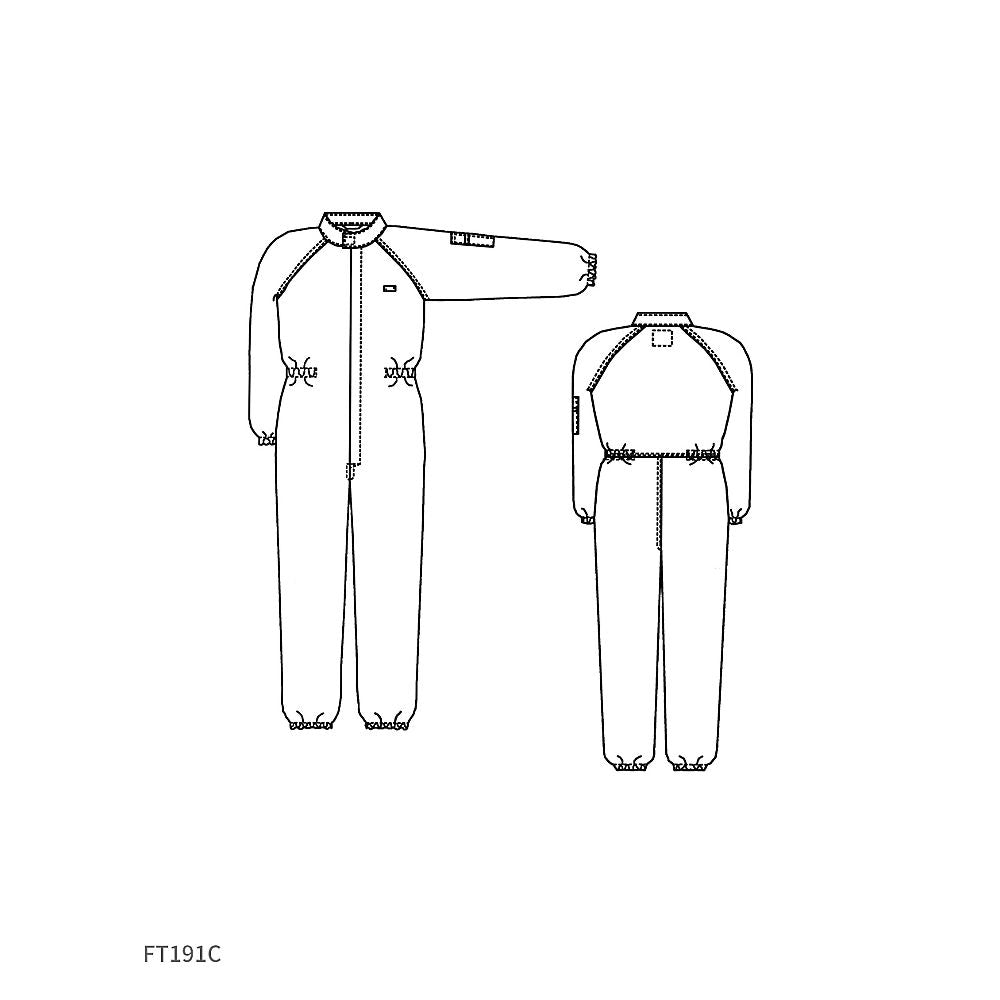 クリーンルーム用ツナギ服（吸汗・冷涼タイプ） ホワイト M　FT191C-01 M 1枚