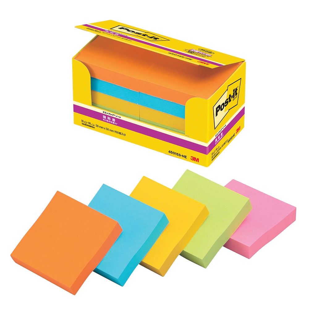 Post-it(R) Strong Adhesive Series 50 x 50 mm 5 colors 1 box (90 sheets x 10 books) 6501SS-NE 1 box (90 sheets x 10 books)