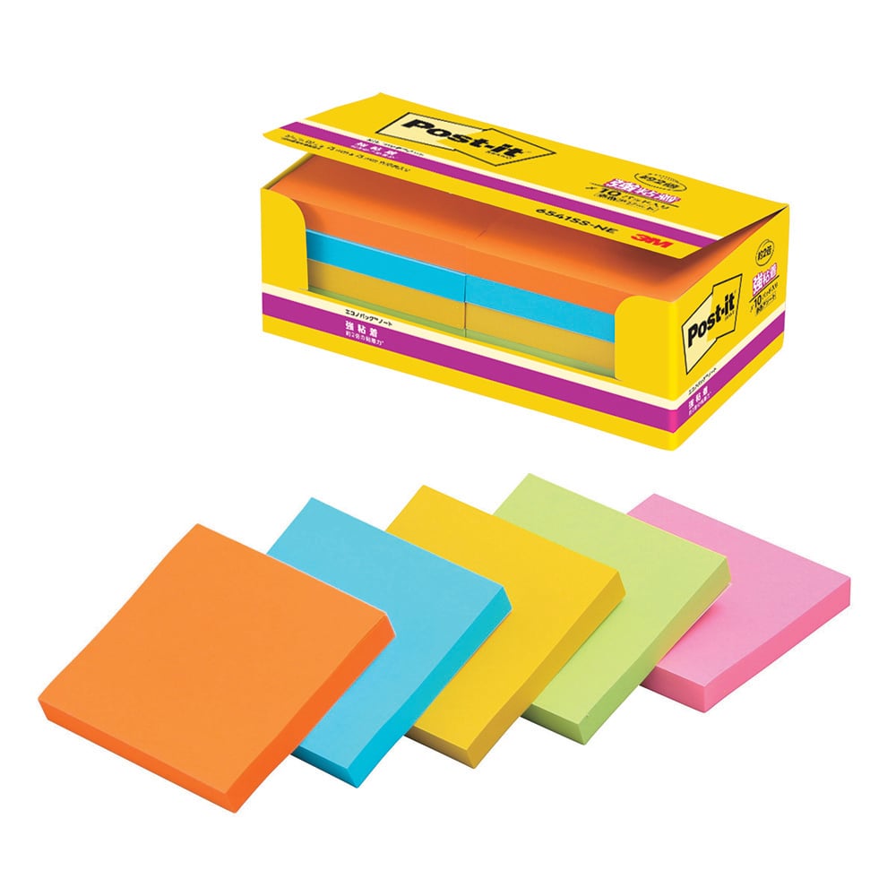 Post-it(R) Strong Adhesive Series 75 x 75 mm 5 colors 1 box (90 sheets x 10 books) 6541SS-NE 1 box (90 sheets x 10 books)