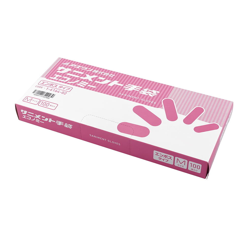 サニメント手袋　PE　エンボス付（エコノミー）　M　1箱（100枚入）　外エンボスM 1箱(100枚入)