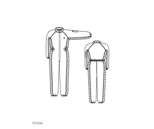 Cleanroom coveralls, white x green, 3L, FC131A-13, 3L, 1 unit