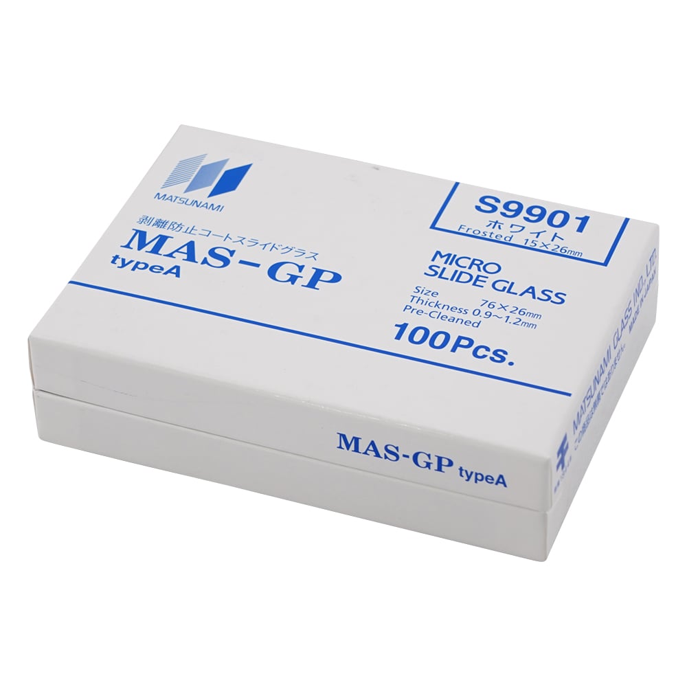 박리 방지 코트 슬라이드 글라스(MAS-GP typeA) 26×15mm 화이트 100장입 S9901 1상자(100장입)